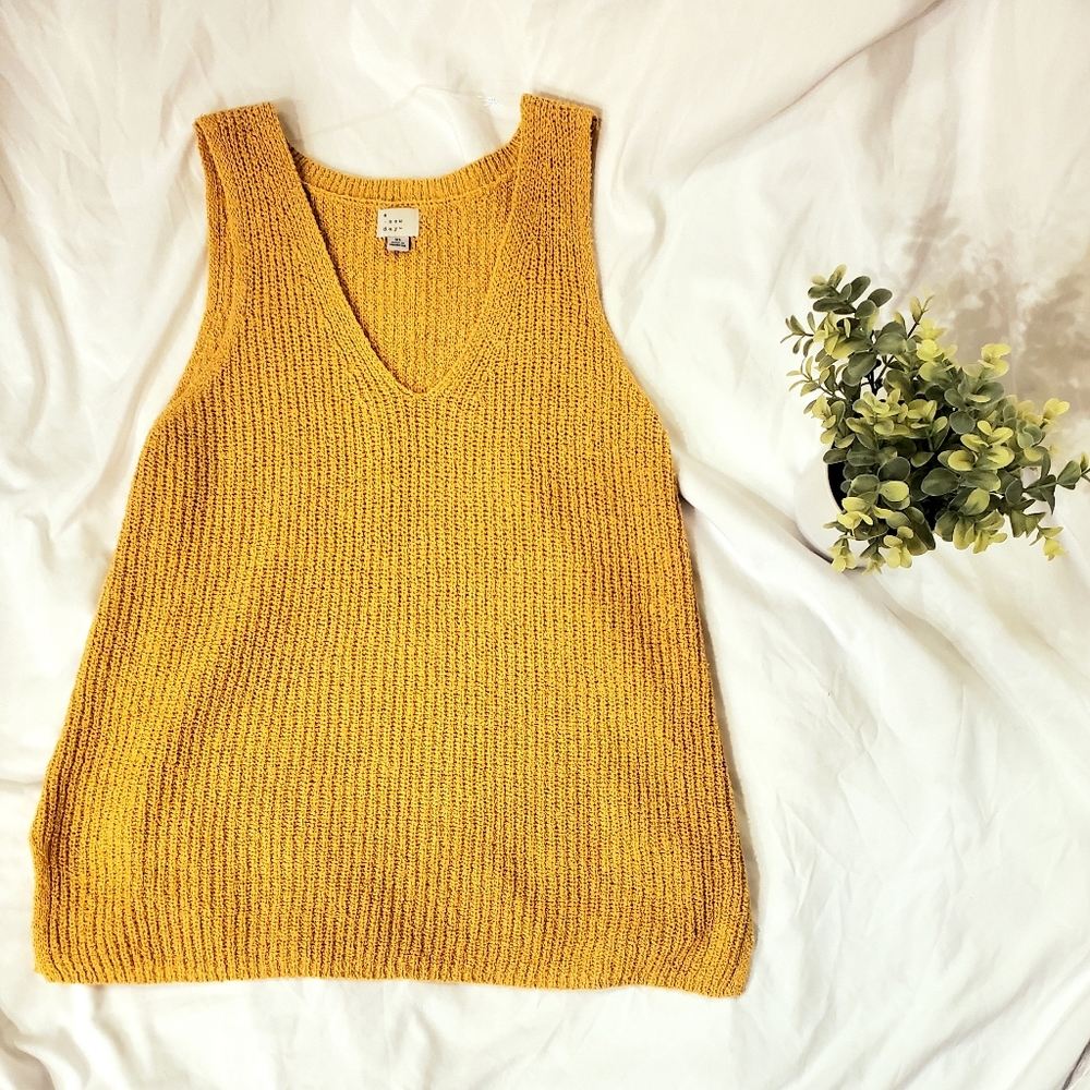 A New Day Knitted Tank Mustard Yellow NWOT SZ XL